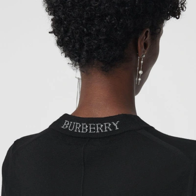 Shop Burberry Crew Neck Merino Wool Sweater In Black