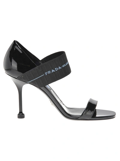 Shop Prada Sandal Logo In Black