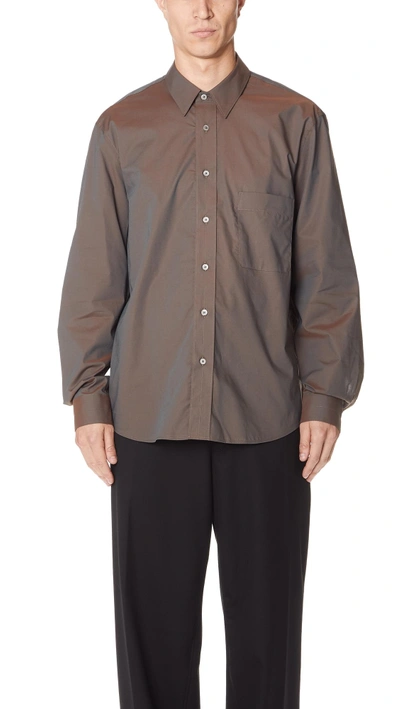 Shop Lemaire Straight Collar Shirt In Coffee