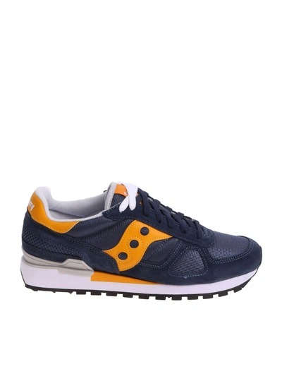 Shop Saucony Shadow Original Sneakers In Blue/yellow