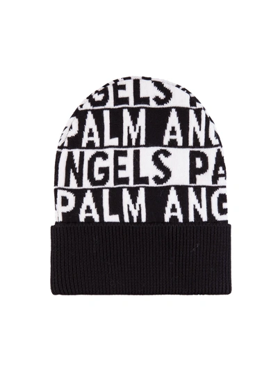 Shop Palm Angels Beanie In Black/white