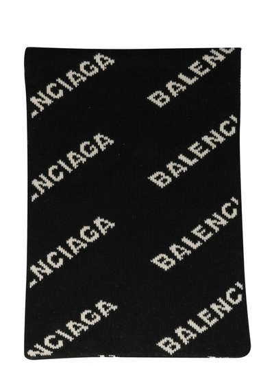 Shop Balenciaga All-over Logo Scarf In 1070