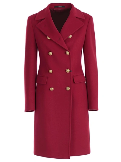 Shop Tagliatore Double Breasted Coat In Rred