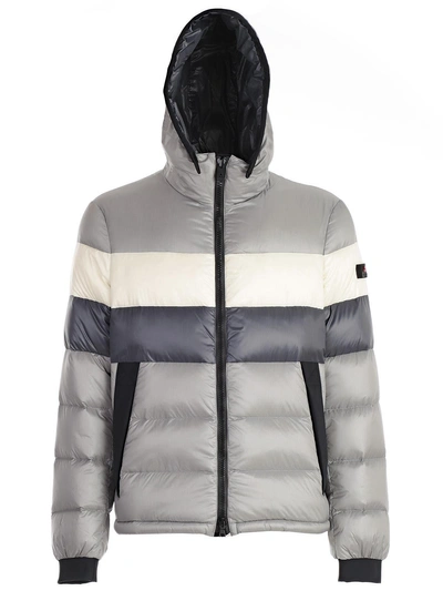 Shop Peuterey Striped Padded Jacket In Light Grey