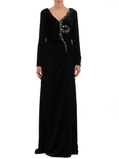 Shop Valentino Black Snake Velvet Gown