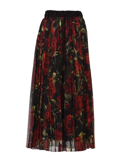 Shop Dolce & Gabbana Circular Plissé Skirt In Rose In Black/red
