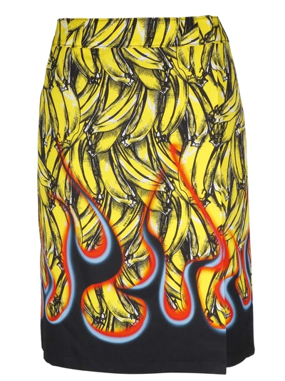 Shop Prada Banana Print Skirt In F0d7a