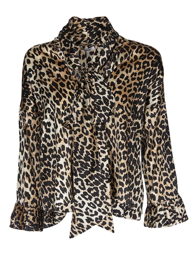 Shop Ganni Leopard Top In Leopardato