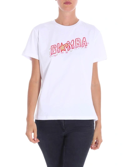 Shop Giamba Double Logo T-shirt In White