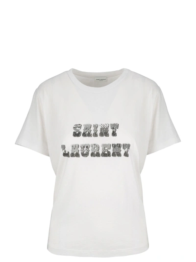 Shop Saint Laurent Logo T-shirt In 9766