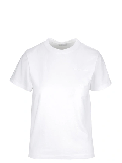 Shop Balenciaga Embroidered Fitted T-shirt In 9000