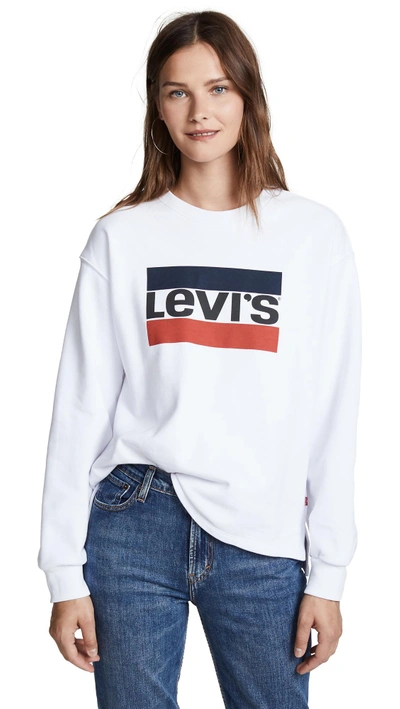 Shop Levi's Graphic Big Sleeve Sweatshirt In Sportswear Logo White
