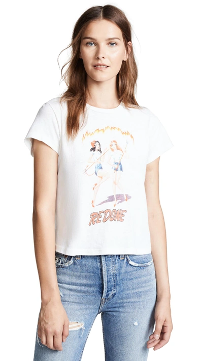 Shop Re/done Classic Tee With Devil Girls In Vintage White