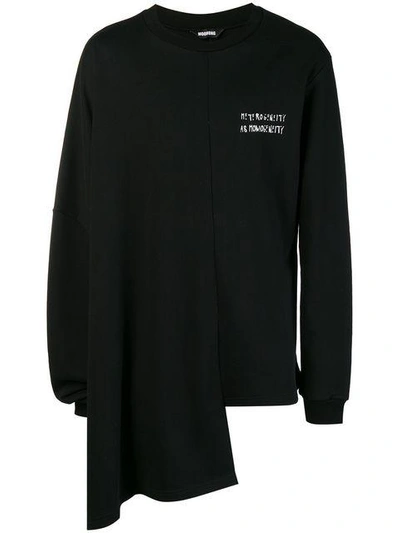 Shop Moohong Asymmetric Logo Sweatshirt - Black