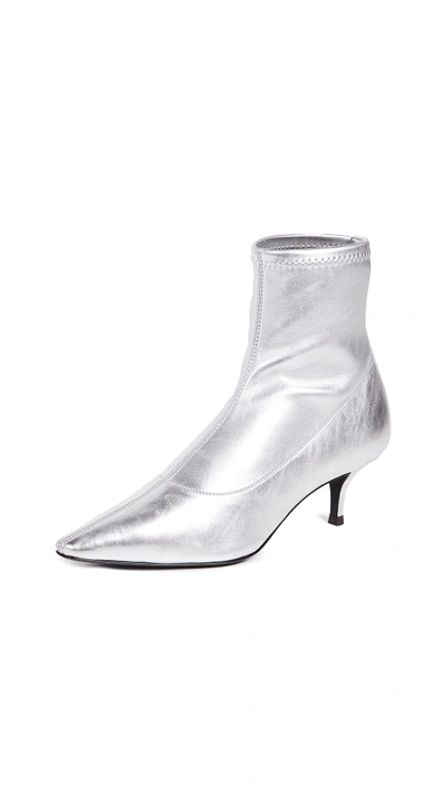 Shop Giuseppe Zanotti Point Toe Metallic Booties In Silver