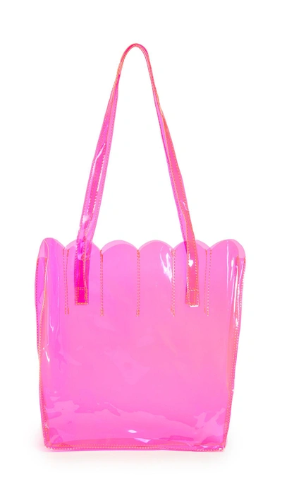 Shop Cab Collection Transparent Shell Tote Bag In Fluorescent Pink