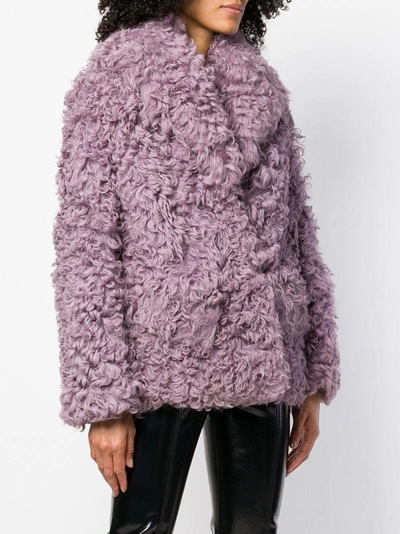Shop Miu Miu Oversized Shearling Jacket - Pink