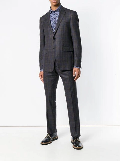 Shop Etro Checked Two-piece Suit - Brown