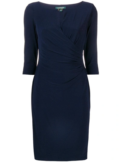 Shop Lauren Ralph Lauren Keyhole Stretch Dress In Blue