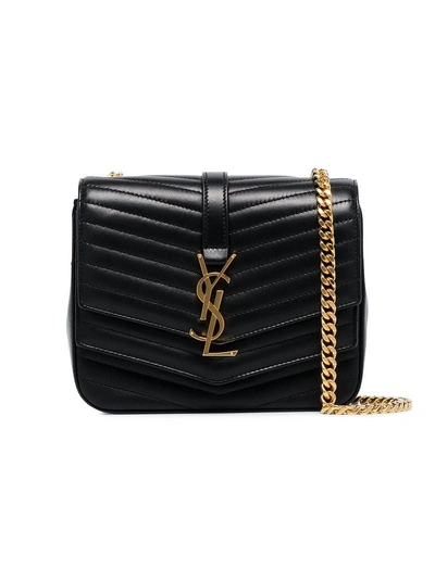 Shop Saint Laurent Black Montaigne Quilted Leather Shoulder Bag