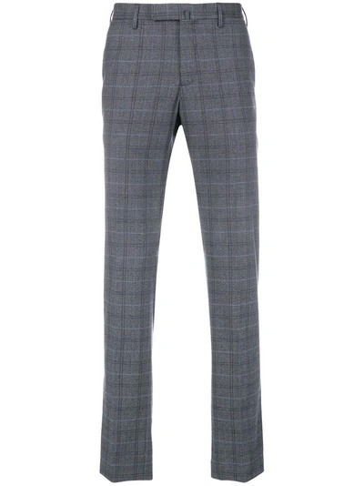 Shop Incotex Check Tailored Trousers - Blue