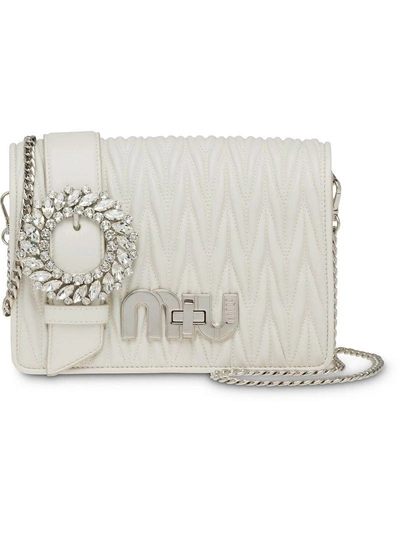 Shop Miu Miu Matelassé Mini Bag - White