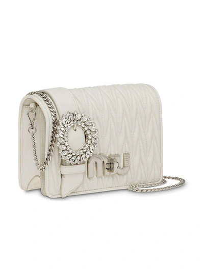 Shop Miu Miu Matelassé Mini Bag - White