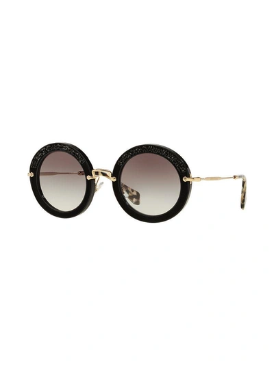 Shop Miu Miu Noir Crystal-embellished Sunglasses In Black