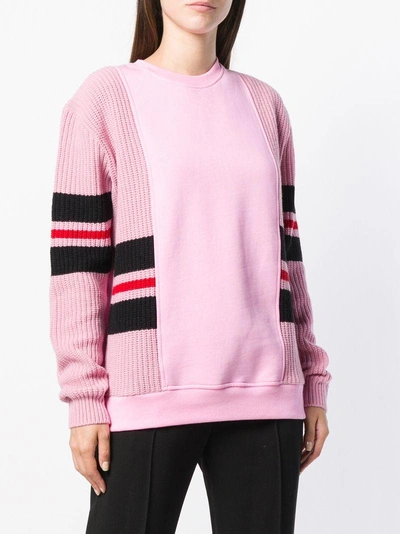 Shop Msgm Knitted Panel Sweatshirt In Pink