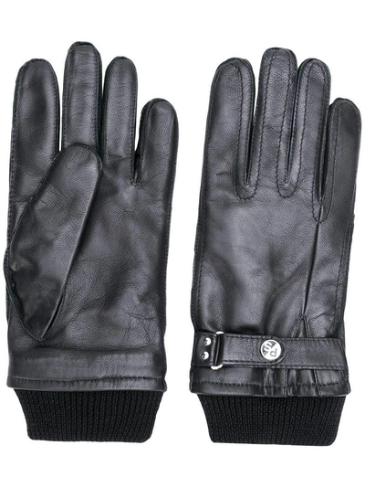 Shop Ps By Paul Smith Ribbed Knit Detail Gloves - Black