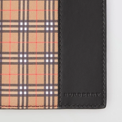 Shop Burberry Small Scale Check And Leather Continental Wallet In Antique Yellow/black