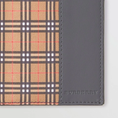 Shop Burberry Small Scale Check And Leather Continental Wallet In Antique Yellow/dark Grey