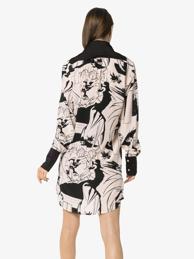 Shop Wales Bonner Printed Silk Shirt Dress In Pink/purple