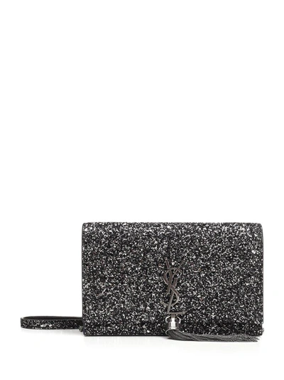 Shop Saint Laurent Monogram Kate Clutch Bag In Black