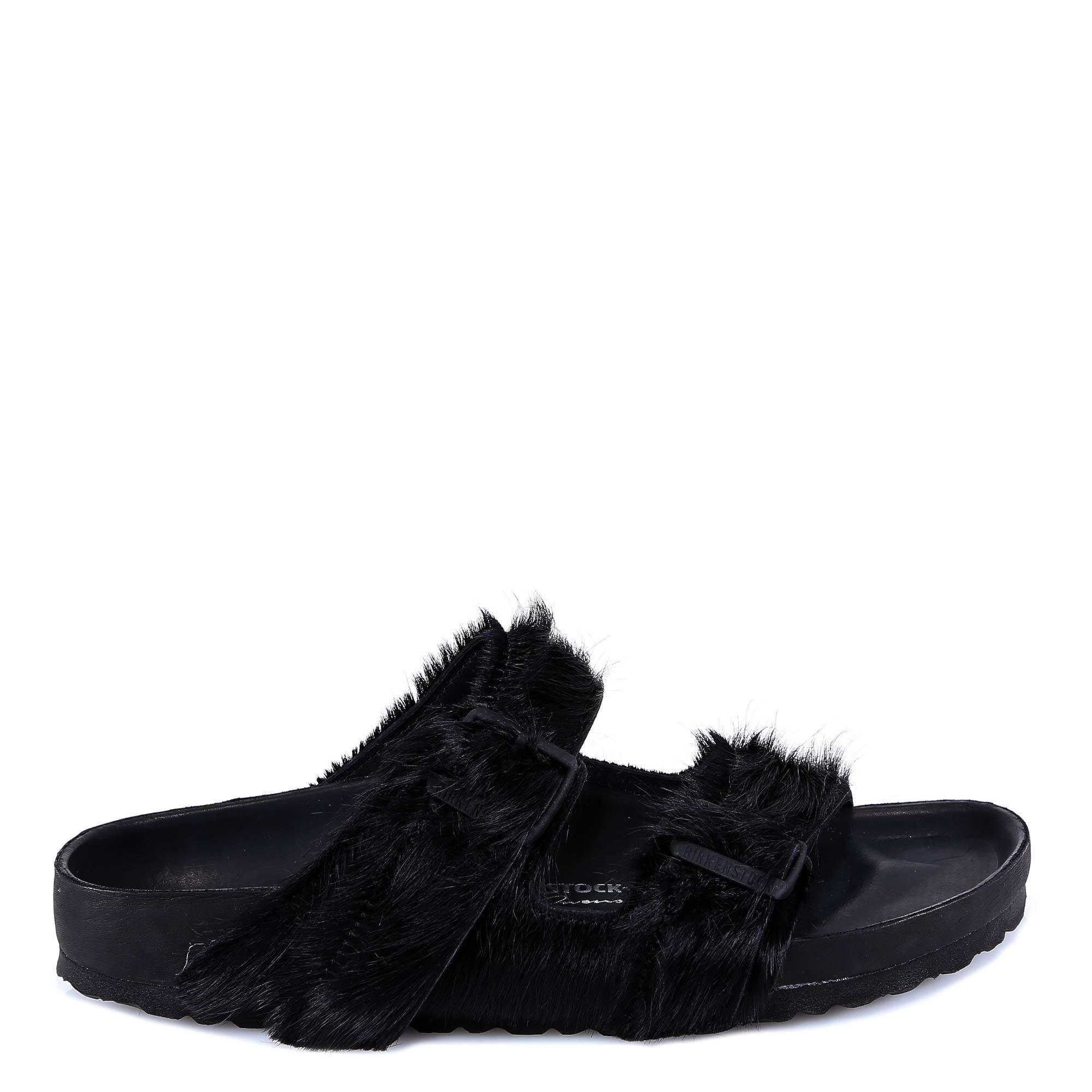 black furry birkenstocks