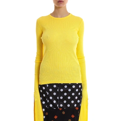 Shop Jw Anderson Tie Cuff Sweater In Yellow