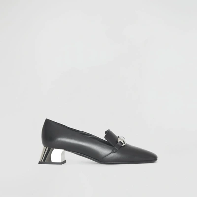 Shop Burberry Studded Bar Detail Leather Pumps In Black