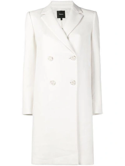 Shop Theory Double Breasted Coat - White
