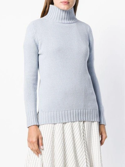 Shop Aragona Ribbed Turtleneck Sweater - Blue