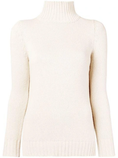 Shop Aragona Ribbed Turtleneck Sweater - White