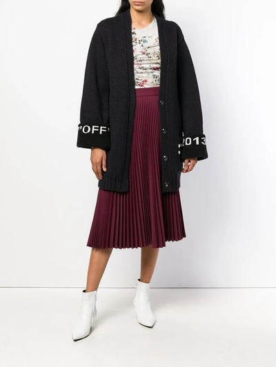 Shop Off-white Slogan Intarsia Cardigan - Black