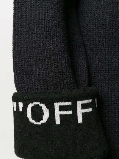 Shop Off-white Slogan Intarsia Cardigan - Black