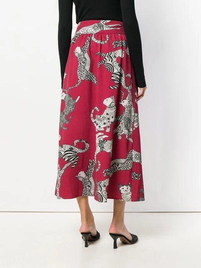 Shop Ultràchic Cat Print Skirt In Red