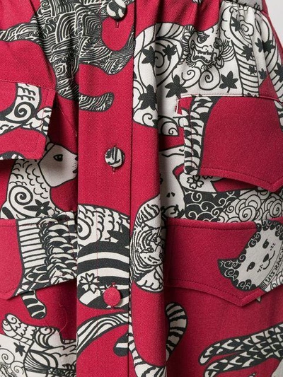 Shop Ultràchic Cat Print Skirt In Red