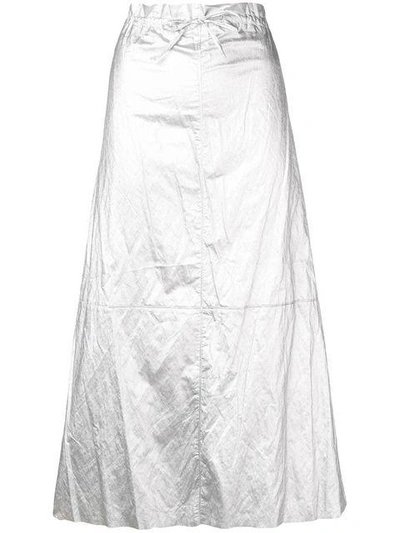Shop Mm6 Maison Margiela Crinkle Effect Full Skirt In Metallic