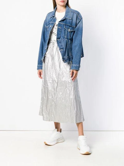 Shop Mm6 Maison Margiela Crinkle Effect Full Skirt In Metallic