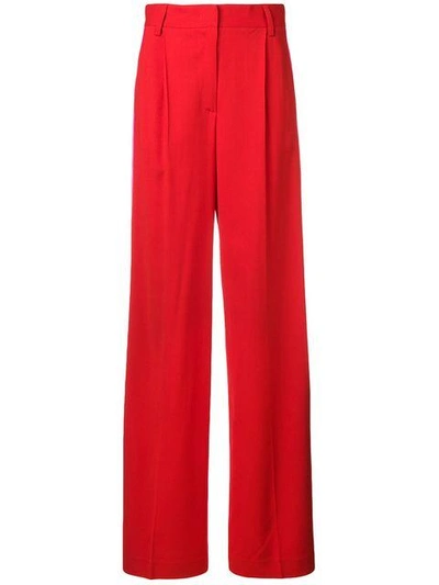 Shop Msgm Side Stripe Wide-leg Trousers In Red