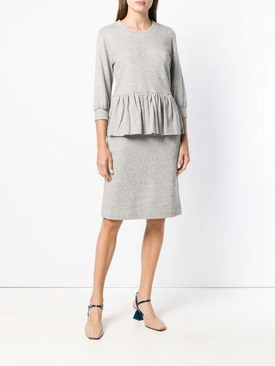 Shop Peter Jensen Peplum Style Dress In Grey