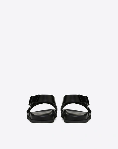 Shop Valentino Garavani Uomo Brush-off Calfskin Sandal With Vltn Band Man Black 100% Calfskin 40
