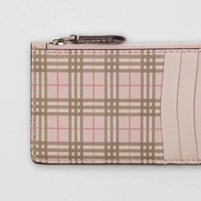 Shop Burberry Small Scale Check And Leather Card Case In Pink